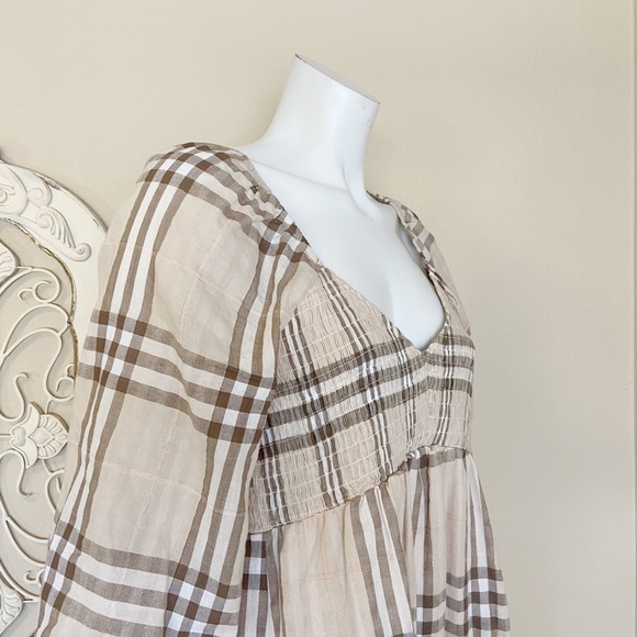 ❌SOLD❌Coco + Jaimeson | Womens Plaid Puff Sleeve Smock Tunic Top | Size: XL - Picture 4 of 10